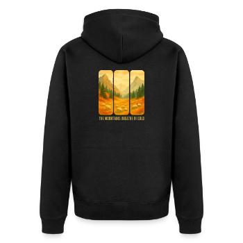 Des montagnes respirant de l’or - Veste à capuche bio Premium Unisexe - noir - Dos - Nico (187cm)