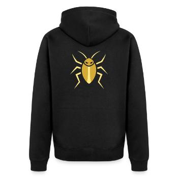 Goldene Kakerlake Minimalistik Grafik - Unisex Premium Bio Zip Hoodie - Schwarz - Hinten - Nico (187cm)