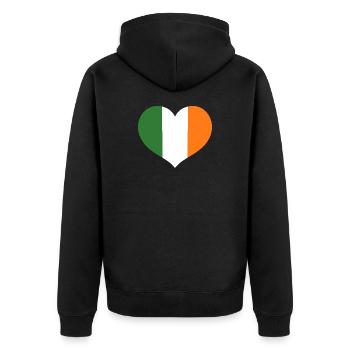 Emblème du drapeau irlandais en forme de cœur - Veste à capuche bio Premium Unisexe - noir - Dos - Nico (187cm)