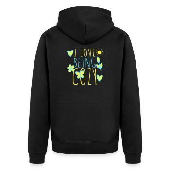 I Love Being Cozy Gemütlichkeit Zuhause Entspannt - Unisex Premium Organic Zip Hoodie - black - Back - Nico (187cm)