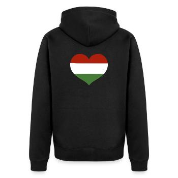Herz der ungarischen Flagge - Unisex Premium Bio Zip Hoodie - Schwarz - Hinten - Nico (187cm)