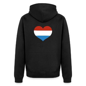 Luxembourg Heart Flagge - Unisex Premium Bio Zip Hoodie - Schwarz - Hinten - Nico (187cm)