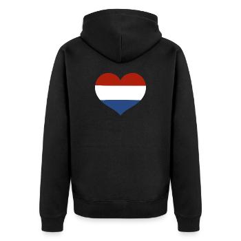 Netherlands Flag Heart - Unisex Premium Organic Zip Hoodie - black - Back - Nico (187cm)