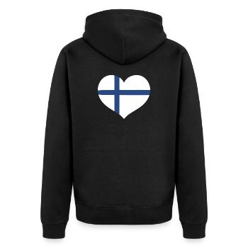 Cœur du drapeau finlandais - Veste à capuche bio Premium Unisexe - noir - Dos - Nico (187cm)