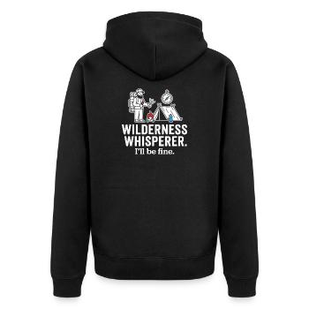 Wilderness Whisperer Camping Adventure - Unisex Premium Organic Zip Hoodie - black - Back - Nico (187cm)