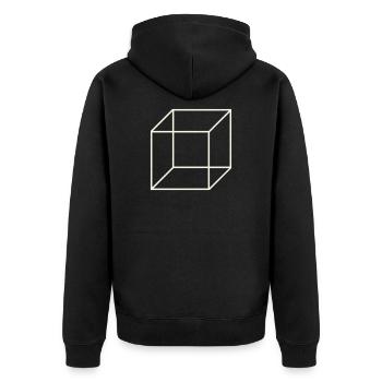 Geometrischer Drahtwürfel - Unisex Premium Bio Zip Hoodie - Schwarz - Hinten - Nico (187cm)