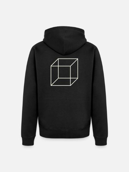 Geometric Wire Cube - Unisex Premium Organic Zip Hoodie - black