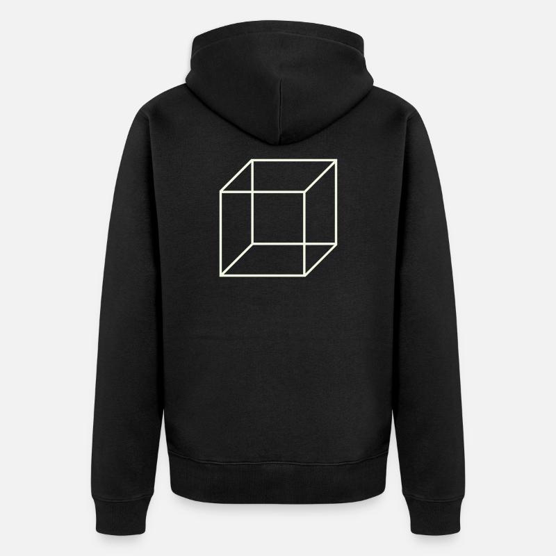 Geometrischer Drahtwürfel - Unisex Premium Bio Zip Hoodie - Schwarz
