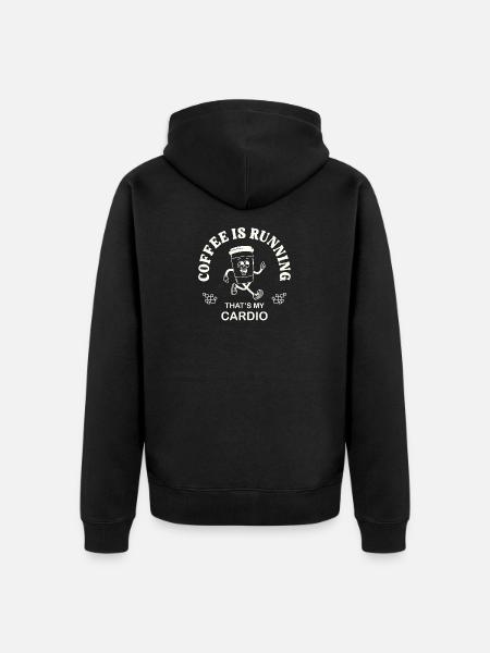 Coffee Is Running – Kaffeetrinker Spruch retro - Unisex Premium Bio Zip Hoodie - Schwarz