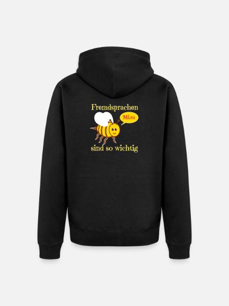 Funny bee in comic style - Unisex Premium Organic Zip Hoodie - black