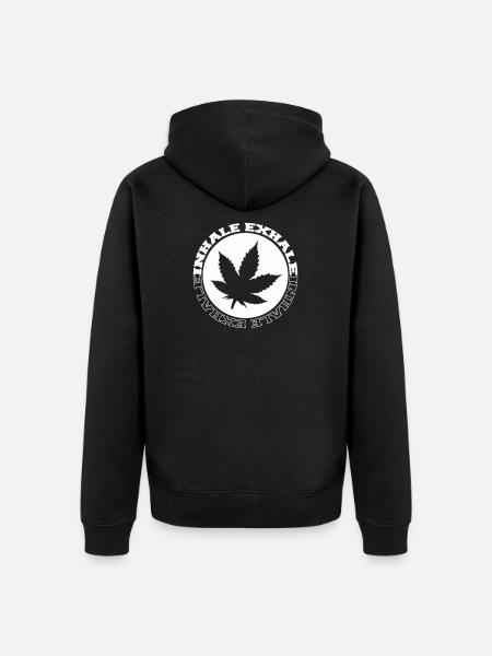 Cannabis Blatt Rundlogo - Unisex Premium Bio Zip Hoodie - Schwarz