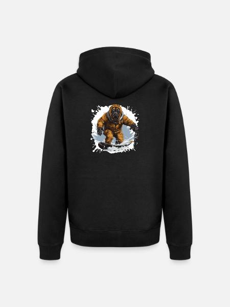 Mastiff Dog Snowboard - Unisex Premium Organic Zip Hoodie - black