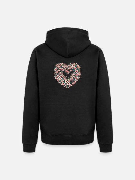 Blossom Heart Blumenwappen - Unisex Premium Bio Zip Hoodie - Schwarz