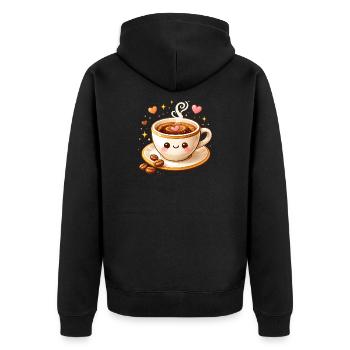 Tasse de café mignonne avec illustration de visage - Veste à capuche bio Premium Unisexe - noir - Dos - Nico (187cm)