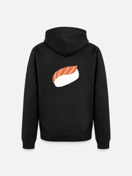 Salmon Nigiri Minimal Illustration Print - Unisex Premium Organic Zip Hoodie - black