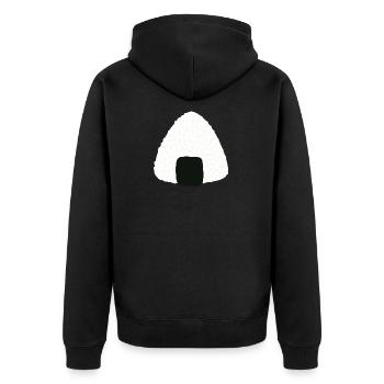 Onigiri-Sushi - Unisex Premium Bio Zip Hoodie - Schwarz - Hinten - Nico (187cm)
