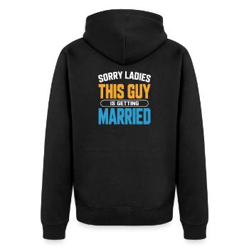 Dieser Typ heiratet – lustiges Tee - Unisex Premium Bio Zip Hoodie - Schwarz - Hinten - Nico (187cm)