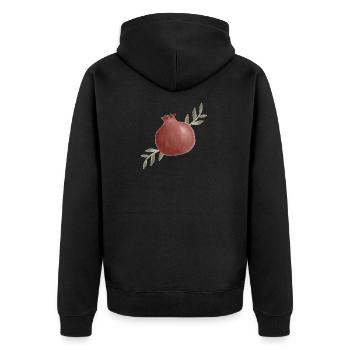 Watercolor Pomegranate with Leaves - Unisex Premium Organic Zip Hoodie - black - Back - Nico (187cm)