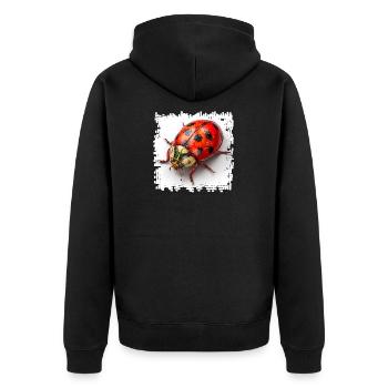 Roter Marienkaefer Muster Shirt - Unisex Premium Bio Zip Hoodie - Schwarz - Hinten - Nico (187cm)