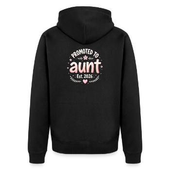 Tante 2026 Tante 2026 Befördert zu Tante 2026 - Unisex Premium Bio Zip Hoodie - Schwarz - Hinten - Nico (187cm)