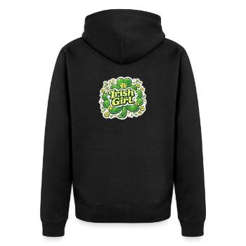 Irish Girl Shamrock Aufkleber-Design - Unisex Premium Bio Zip Hoodie - Schwarz - Hinten - Nico (187cm)