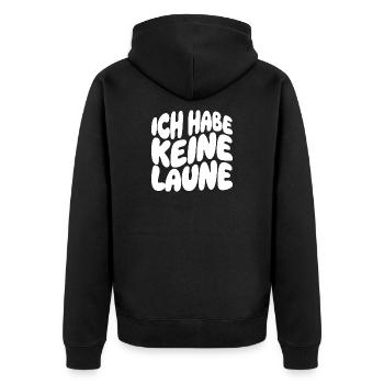 Ich Habe Keine Laune Retro Schrift - Unisex Premium Bio Zip Hoodie - Schwarz - Hinten - Nico (187cm)