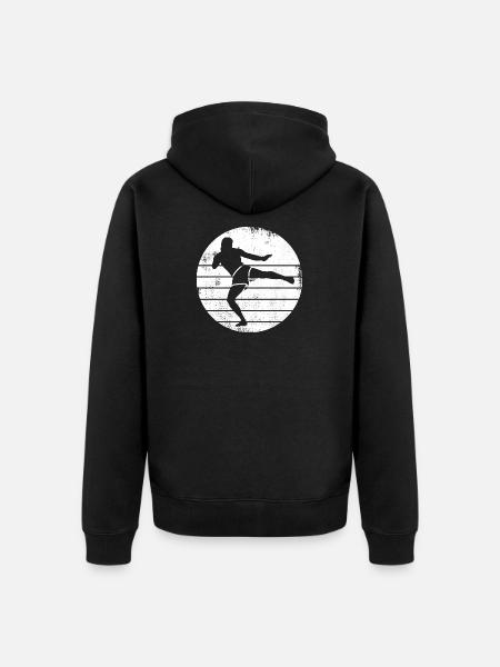 Kickboxer Drawing - Unisex Premium Organic Zip Hoodie - black