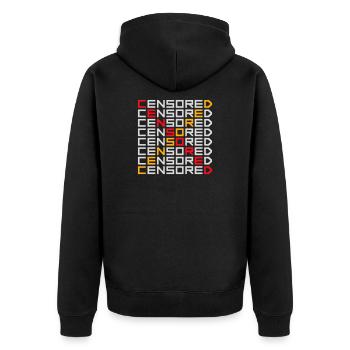 Censored Zensiert Lustig Statement Freiheit Logo - Unisex Premium Bio Zip Hoodie - Schwarz - Hinten - Nico (187cm)