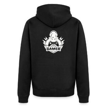 gamer_logo - Veste à capuche bio Premium Unisexe - noir - Dos - Nico (187cm)
