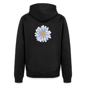 Blue Daisy Bloom Tee - Unisex Premium Bio Zip Hoodie - Schwarz - Hinten - Nico (187cm)