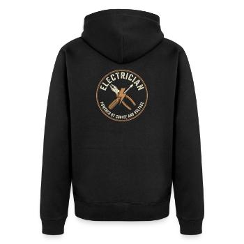 Electrician Coffee Voltage - Unisex Premium Organic Zip Hoodie - black - Back - Nico (187cm)