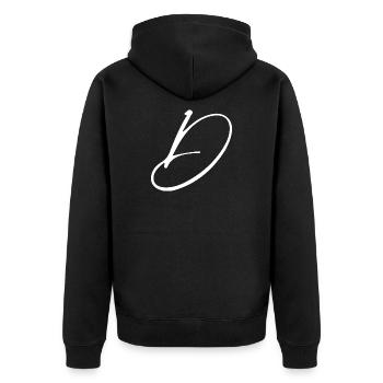 D - Unisex Premium Bio Zip Hoodie - Schwarz - Hinten - Nico (187cm)