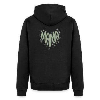 Mom Heart Font with Flowers - Unisex Premium Organic Zip Hoodie - black - Back - Nico (187cm)