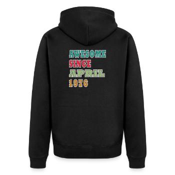 Awesome Since April 1976 - Unisex Premium Bio Zip Hoodie - Schwarz - Hinten - Nico (187cm)