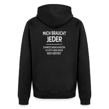 Lustiger Spruch selbstbewusst Humor Shirt - Unisex Premium Bio Zip Hoodie - Schwarz - Hinten - Nico (187cm)