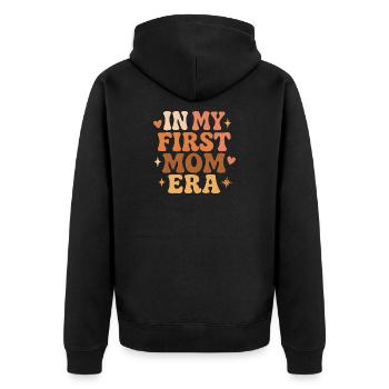 First Mother's Day Mom Gift Idea Family Groovy - Unisex Premium Organic Zip Hoodie - black - Back - Nico (187cm)