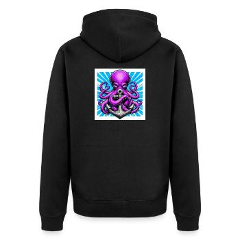 Un Poulpe embrasse une Ancre - Veste à capuche bio Premium Unisexe - noir - Dos - Nico (187cm)