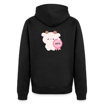 Certified Needs Hug Cow - Unisex Premium Organic Zip Hoodie - black - Back - Nico (187cm)