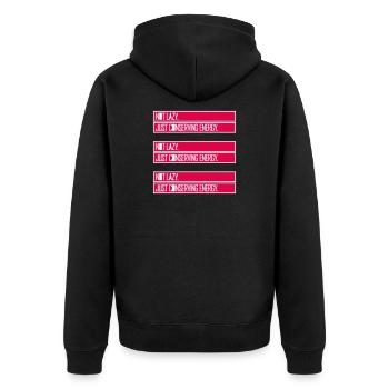 Not Lazy Just Conserving Energy Lustig Faul Spruch - Unisex Premium Bio Zip Hoodie - Schwarz - Hinten - Nico (187cm)