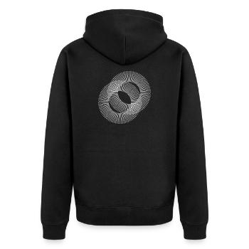 Kreislinien-Design - Unisex Premium Bio Zip Hoodie - Schwarz - Hinten - Nico (187cm)