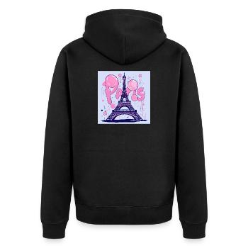 Graffiti de Paris à la tour Eiffel - Flying Gum - Veste à capuche bio Premium Unisexe - noir - Dos - Nico (187cm)