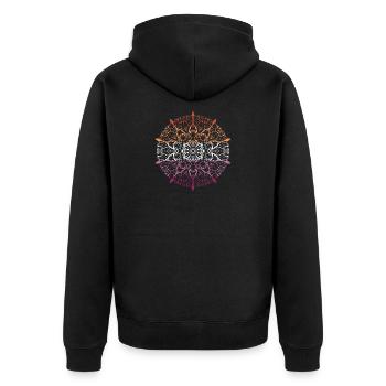 Mandala-lesbisch - Unisex Premium Bio Zip Hoodie - Schwarz - Hinten - Nico (187cm)