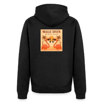 Malle Diven Beach Club Flamingo Mallorca Party - Unisex Premium Bio Zip Hoodie - Schwarz - Hinten - Nico (187cm)