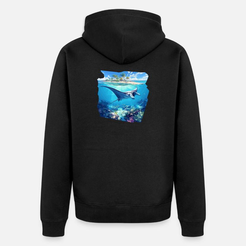 Raies Manta Raies - Veste à capuche bio Premium Unisexe - noir