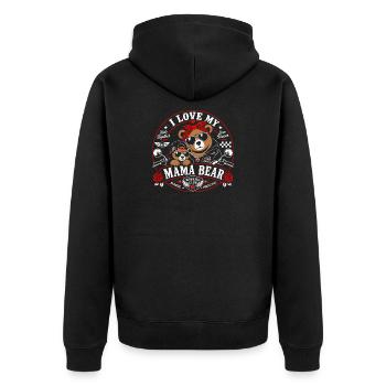 I Love My Mama Bear Style Biker Vintage - Unisex Premium Organic Zip Hoodie - black - Back - Nico (187cm)