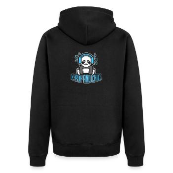 K-Pop And Chill Panda Bubble Tea Kawaii - Unisex Premium Bio Zip Hoodie - Schwarz - Hinten - Nico (187cm)