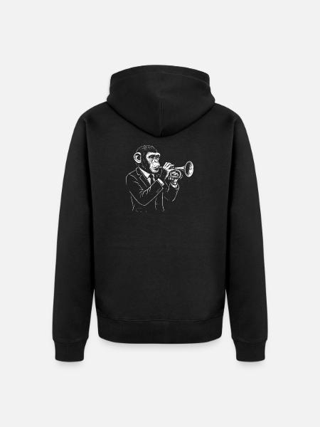 Chimp Jazz Trumpet in Suit - Unisex Premium Organic Zip Hoodie - black