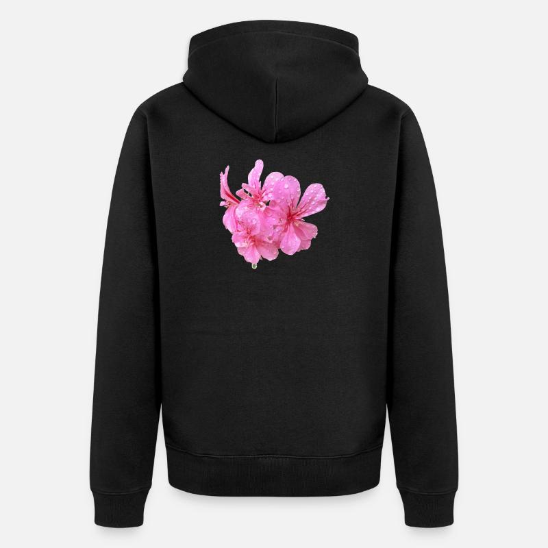 Vibrant_Pink_Geranium_Flowers - Veste à capuche bio Premium Unisexe - noir