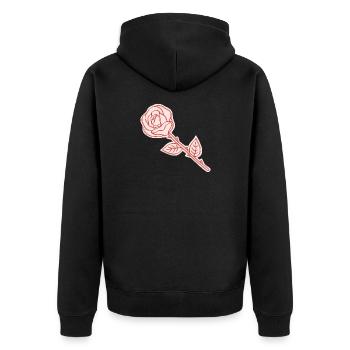 Illustration d’art en ligne Coral Rose - Veste à capuche bio Premium Unisexe - noir - Dos - Nico (187cm)
