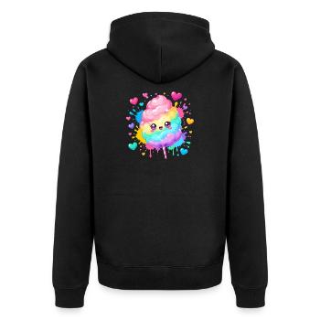 Rainbow Candy Cane Heart Happiness - Unisex Premium Organic Zip Hoodie - black - Back - Nico (187cm)